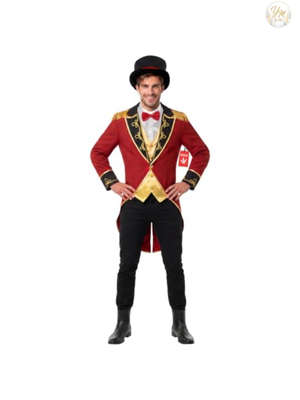 Men's Ringmaster Costume Tailcoat Gold Waistcoat & Top Hat